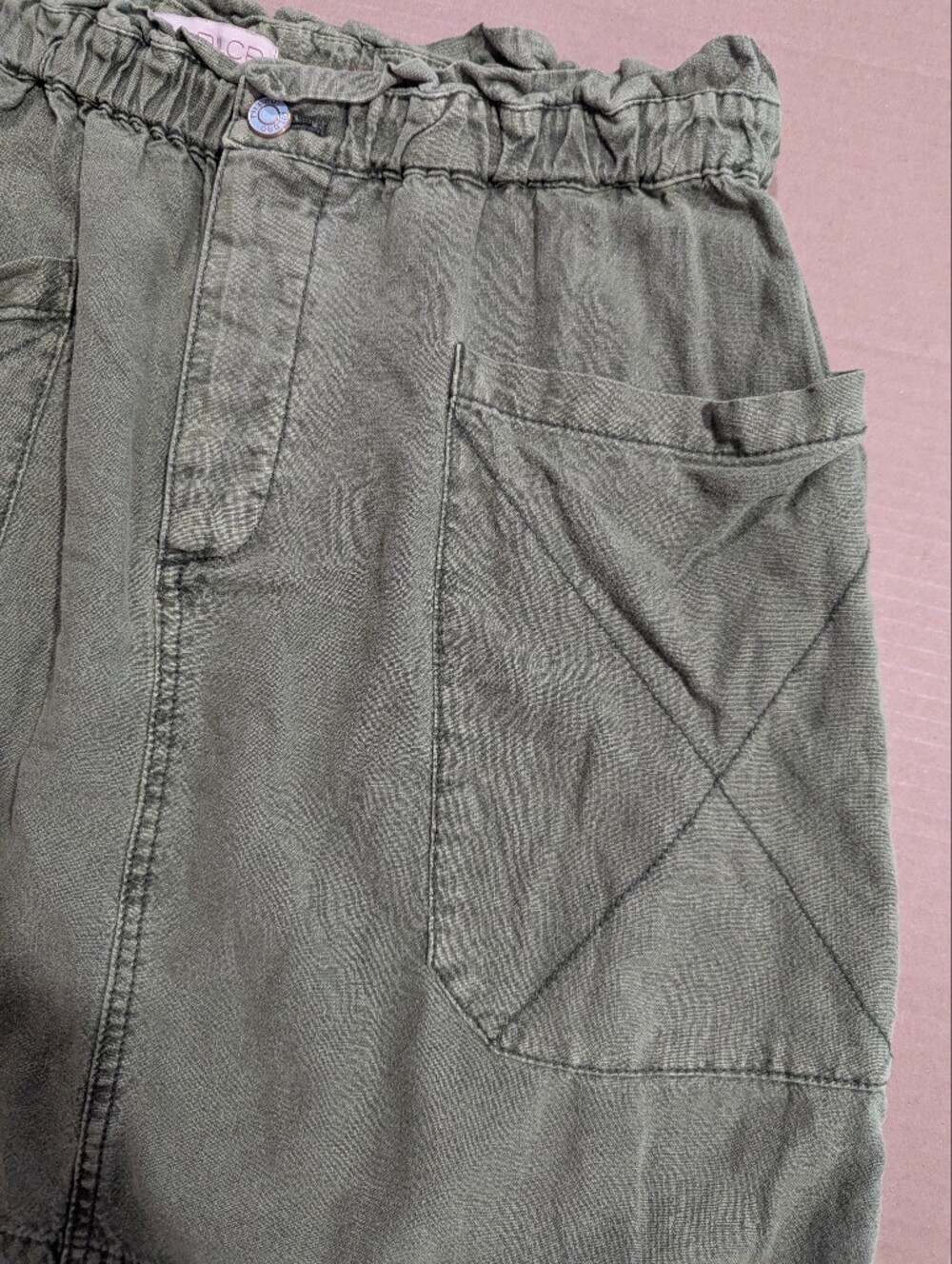 Anthropologie Pilcro Charlotte Olive Green Paperbag Skirt Sz M *GUC - Picture 8 of 16